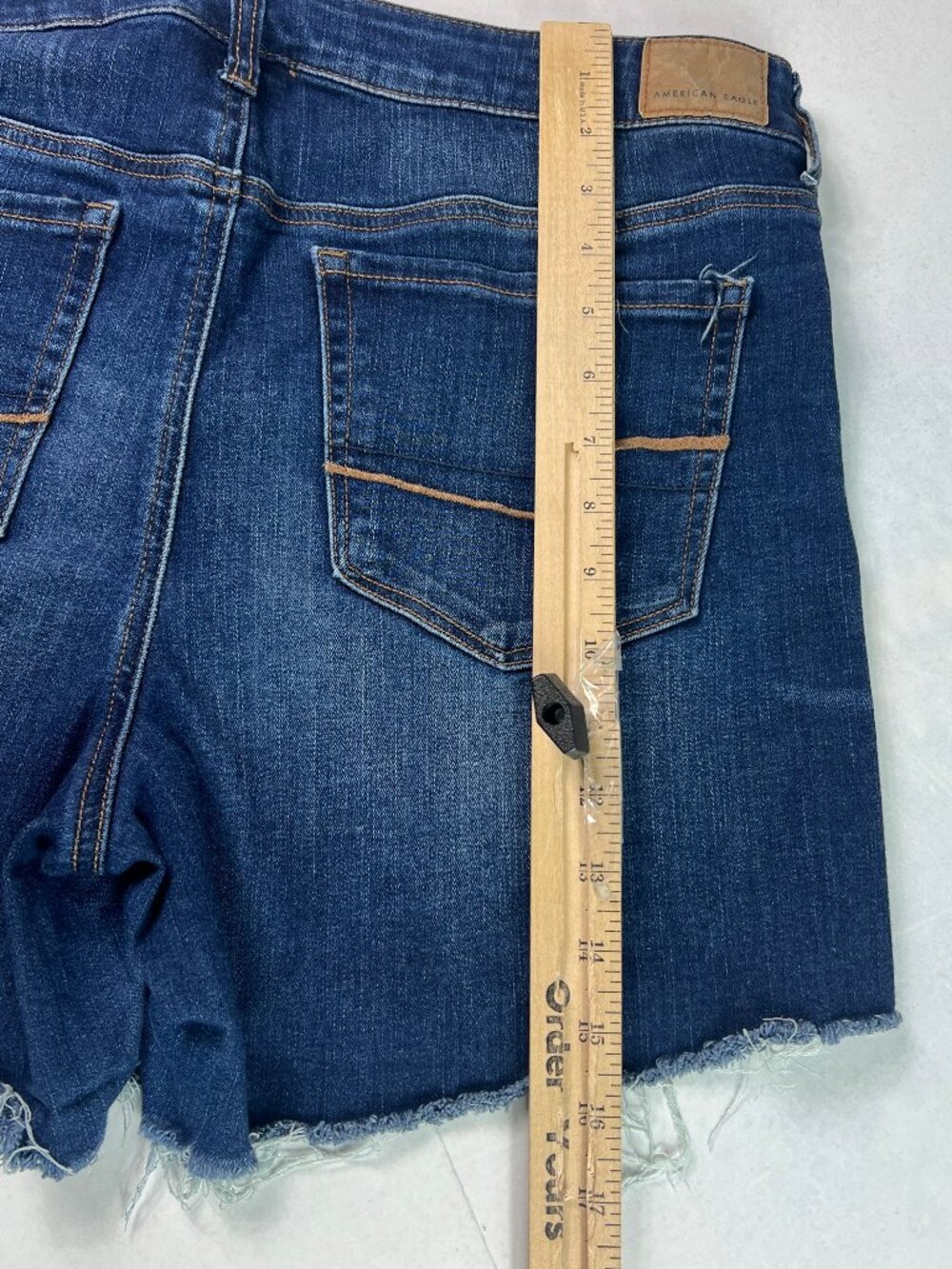 American Eagle Short Women 35* High Rise Shortie Blue Cut Offs Denim Jort Tag 16 - Picture 10 of 16